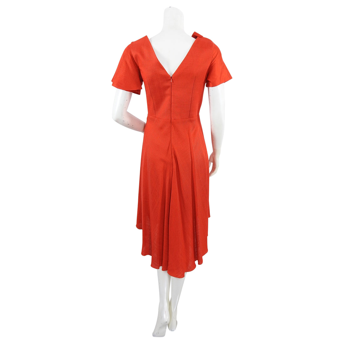 delpozo red dress Delpozo Red Viscose Asymmetrical Bow Midi Dress Size 42 FR