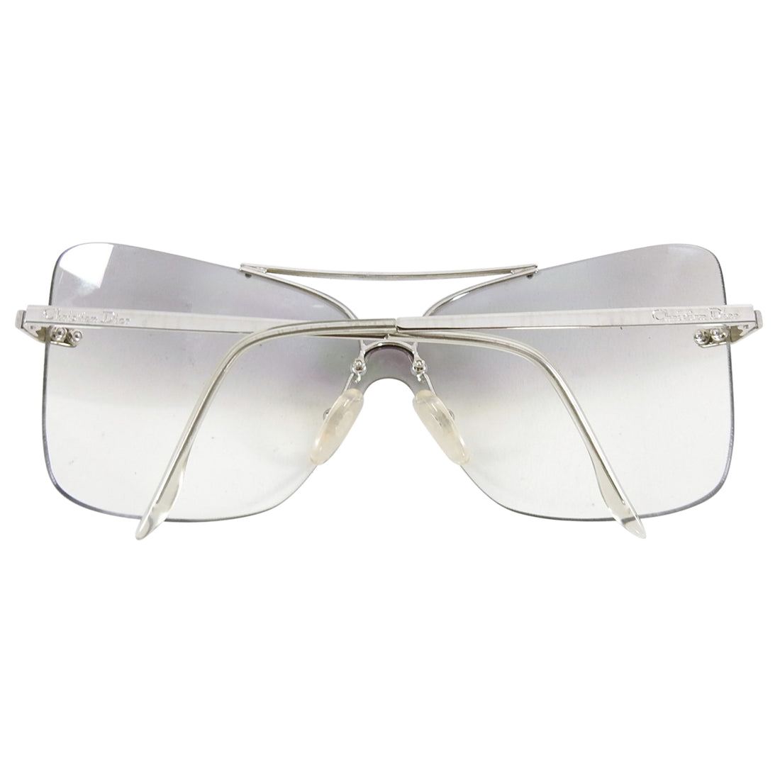 Christian Dior Early 2000’s Clear Silver Motard Shield Sunglasses 