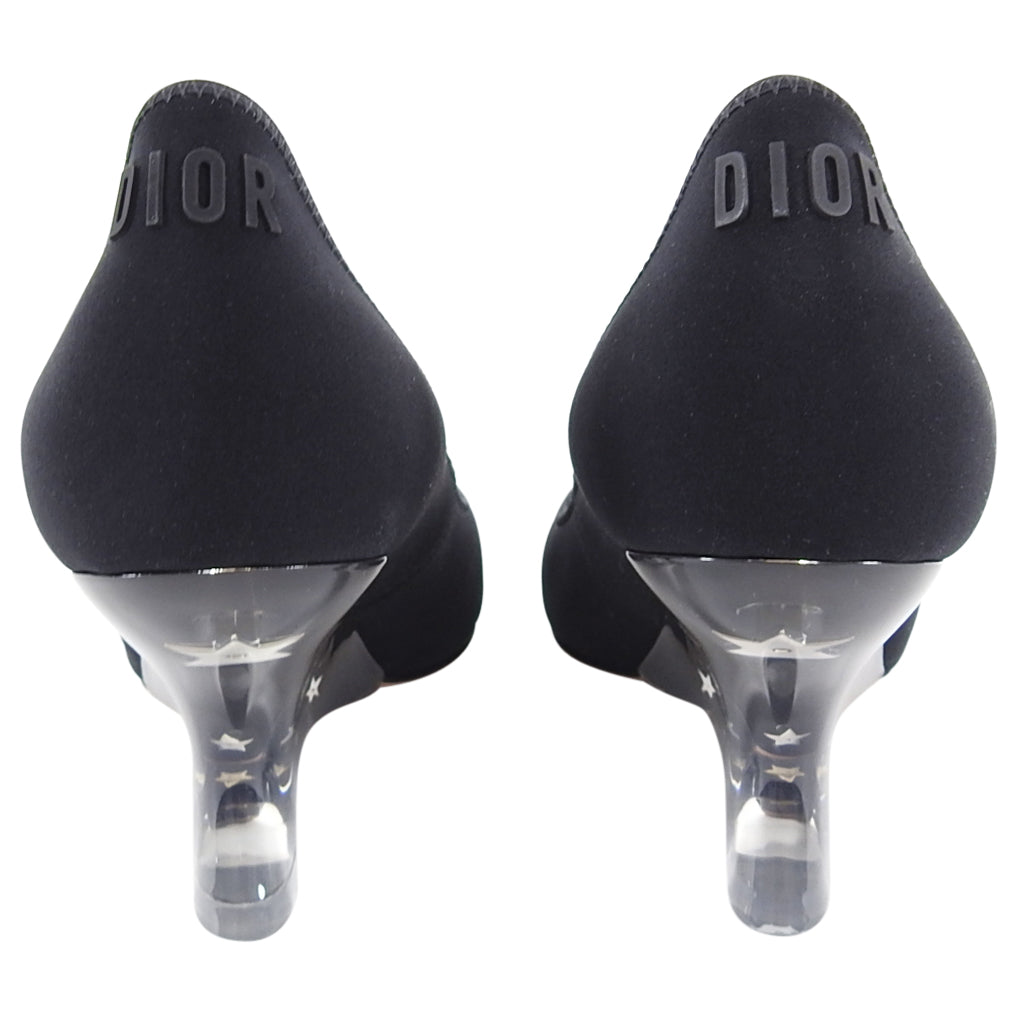 Dior Etoile Black Nylon Pumps with Acrylic Heel and Ribbon Wrap - USA 6