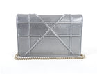 Diorama Metallic Grey Silver Calf Crossbody Wallet on Chain Bag