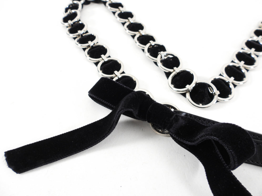 Dior Vintage early 2000's Black Velvet Romantique Chain Belt - 100cm