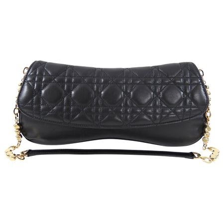 Christian Dior Black Cannage Lambskin Evening Baguette Bag