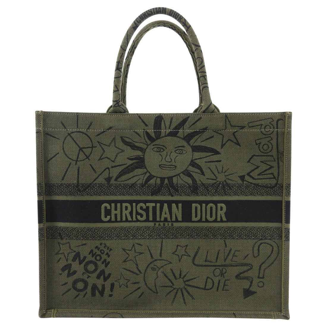 Christian Dior Dark Green Limited Edition Exclusive Book Tote Bag