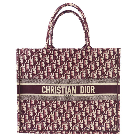 Dior Monogram Burgundy Trotter Oblique Book Tote Bag