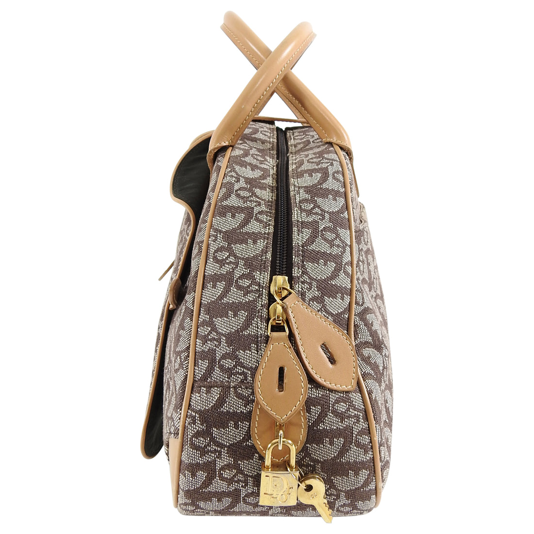 Christian Dior Brown Monogram Double Saddle Bowling Bag