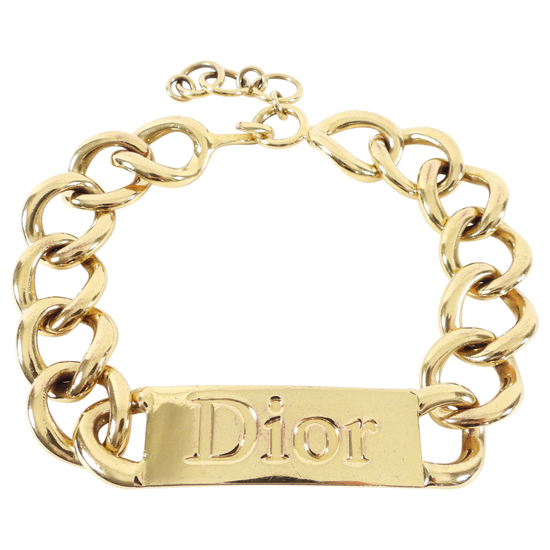 Dior by Galliano Vintage 2002 ID Nameplate Logo Choker Necklace