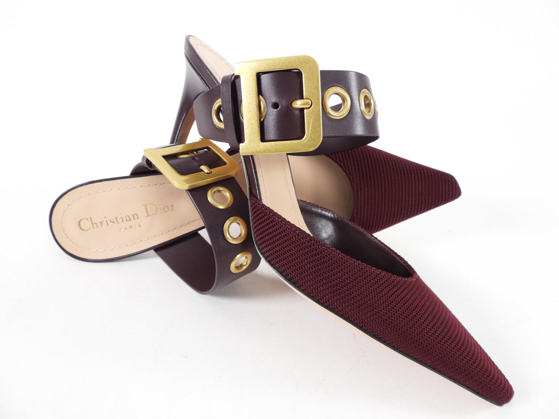 Dior D-Dior Burgundy Technical Fabric and Leather Mules