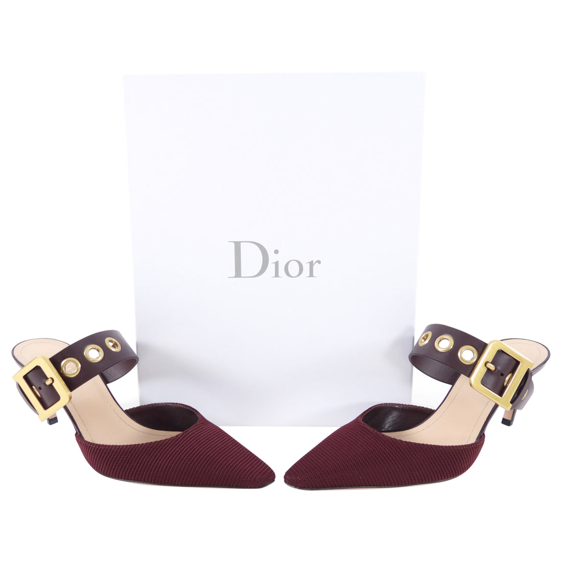 Dior D-Dior Burgundy Technical Fabric and Leather Mules