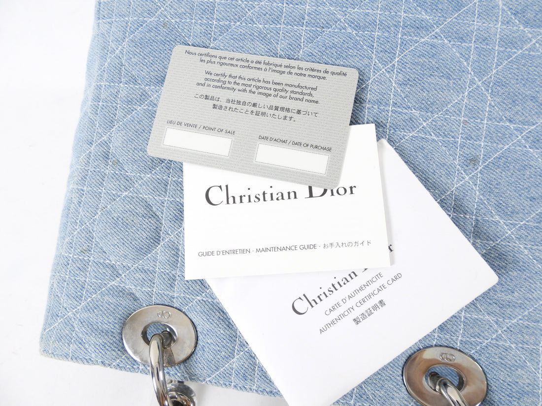 Christian Dior Vintage Light Blue Denim Lady Dior Bag