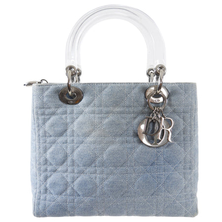 Christian Dior Vintage Light Blue Denim Lady Dior Bag