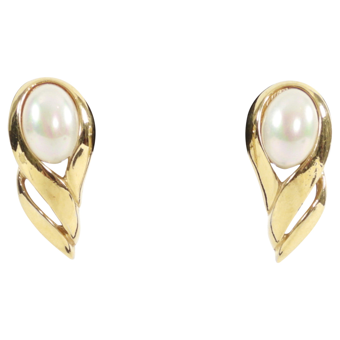 Christian Dior Vintage Goldtone Faux Pearl Clip Earrings