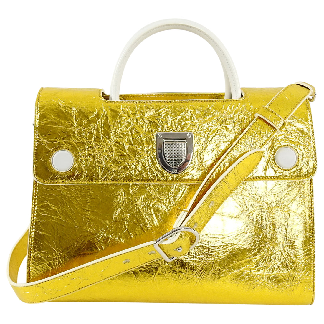 Dior Diorever Medium Gold and White Tote Flap Bag