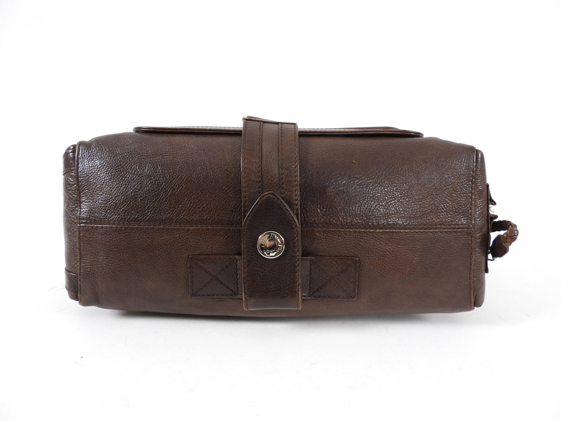 Christian Dior Galliano 2006 Brown Leather Flight Shoulder Bag