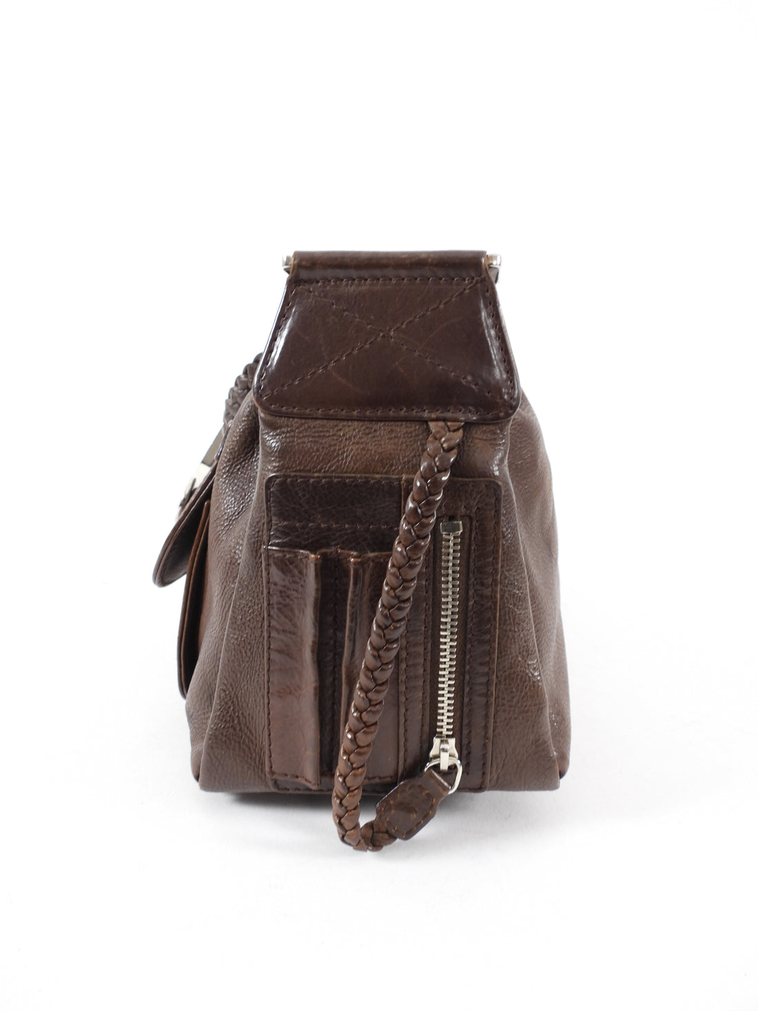 Christian Dior Galliano 2006 Brown Leather Flight Shoulder Bag