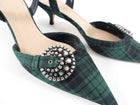 Dior Gang SS2018 Green Tartan Ankle Strap Kitten Heels 