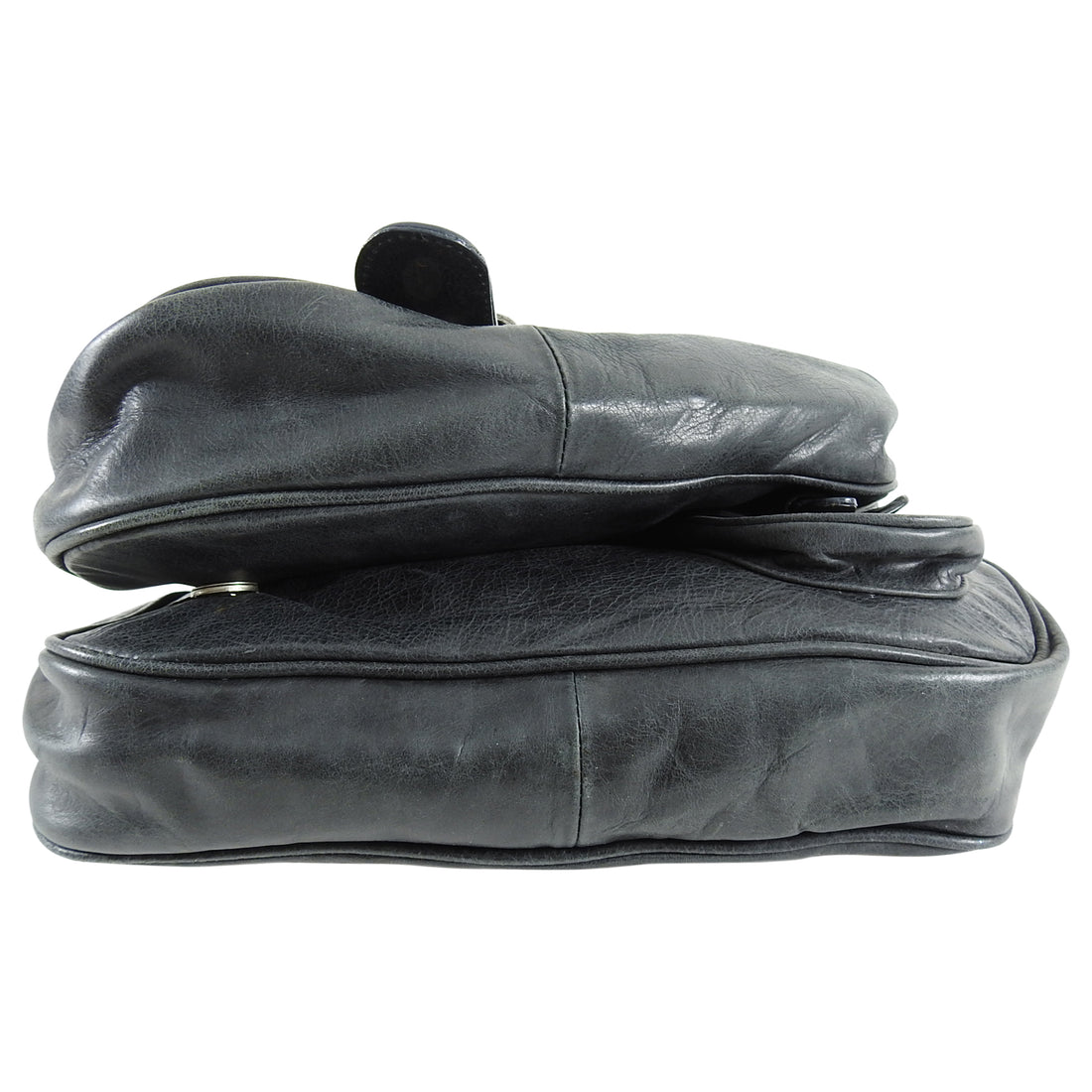 Christian Dior Dark Grey Gaucho Double Saddle Bag 