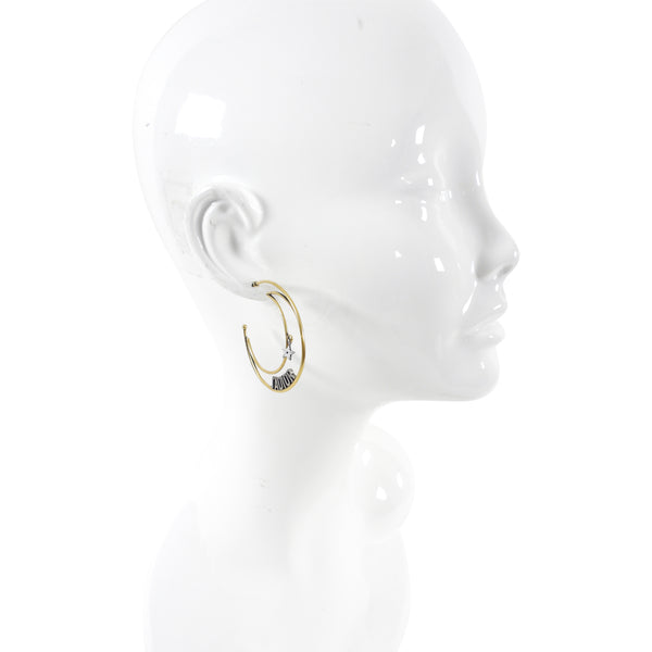 Dior J’Adior Brass Moon Star Logo Hoop Earrings I MISS YOU VINTAGE