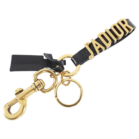 Dior J'Adior Logo Black Leather Keychain / Bag charm