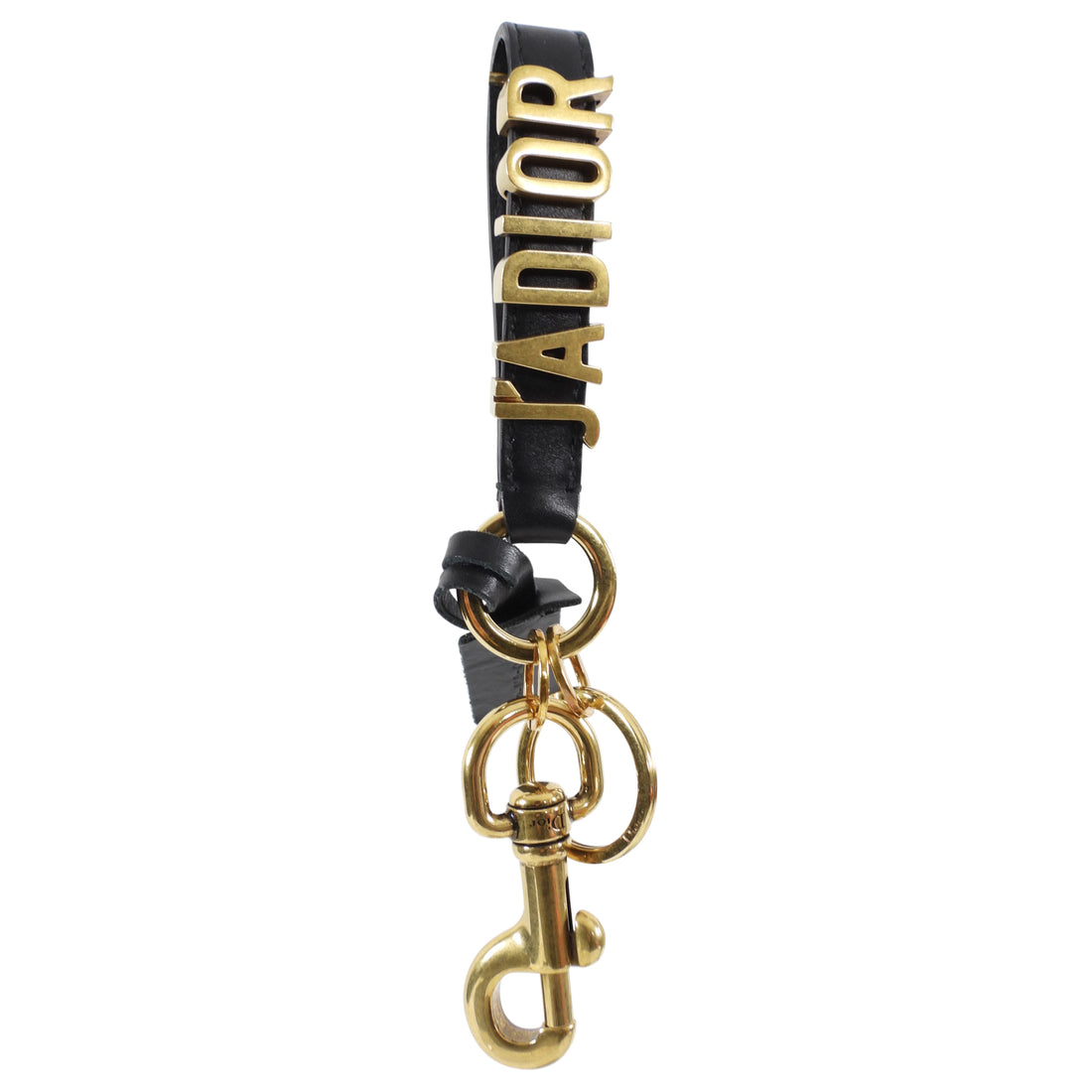 Dior J'Adior Logo Black Leather Keychain / Bag charm