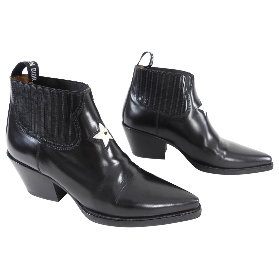Dior LA Black Western Ankle Boots with Star - USA 6