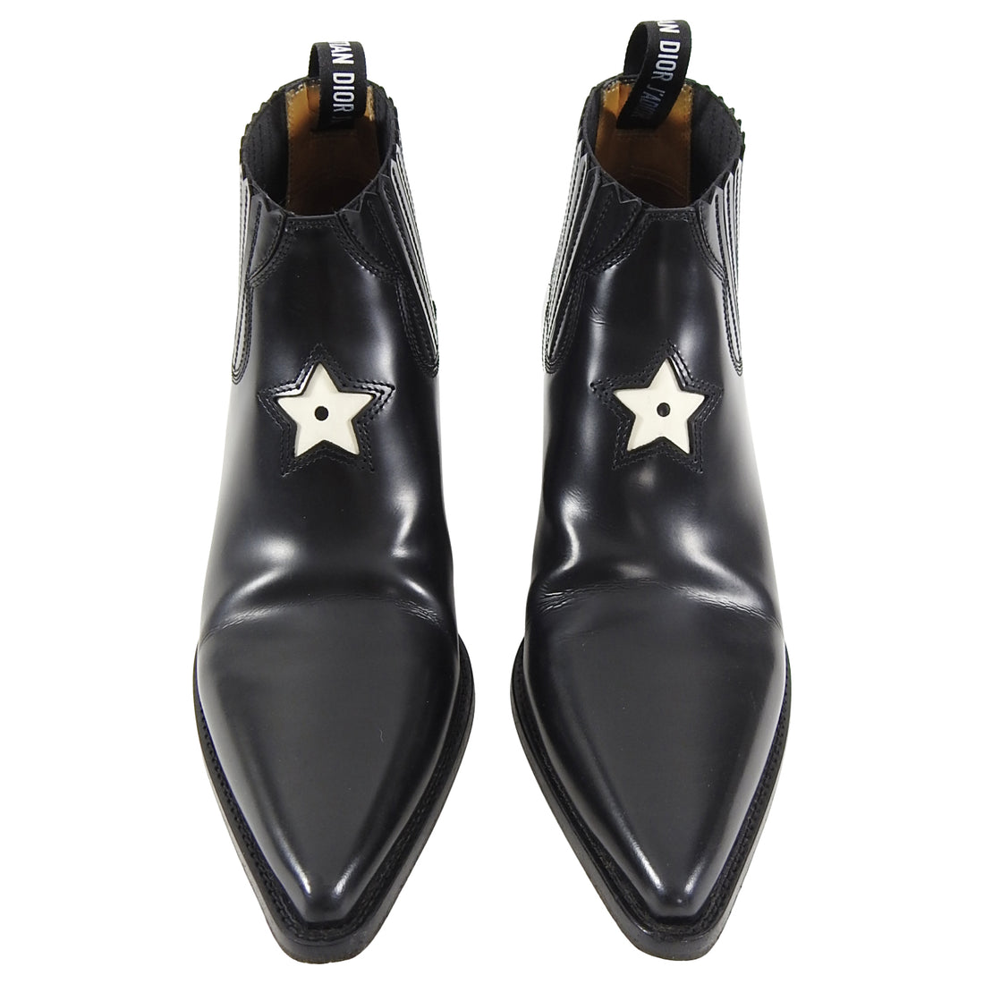 Dior LA Black Western Ankle Boots with Star Detail - 38
