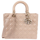 Dior Lady Dior Cannage Beige Lambskin Large Bag