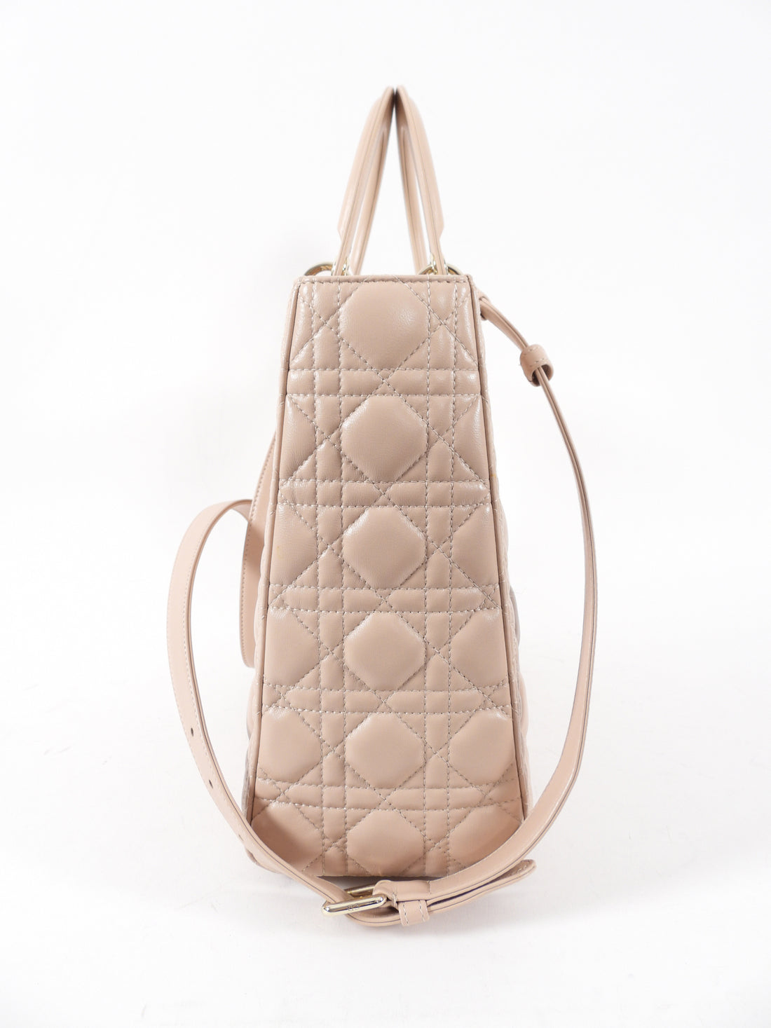 Dior Lady Dior Cannage Beige Lambskin Large Bag