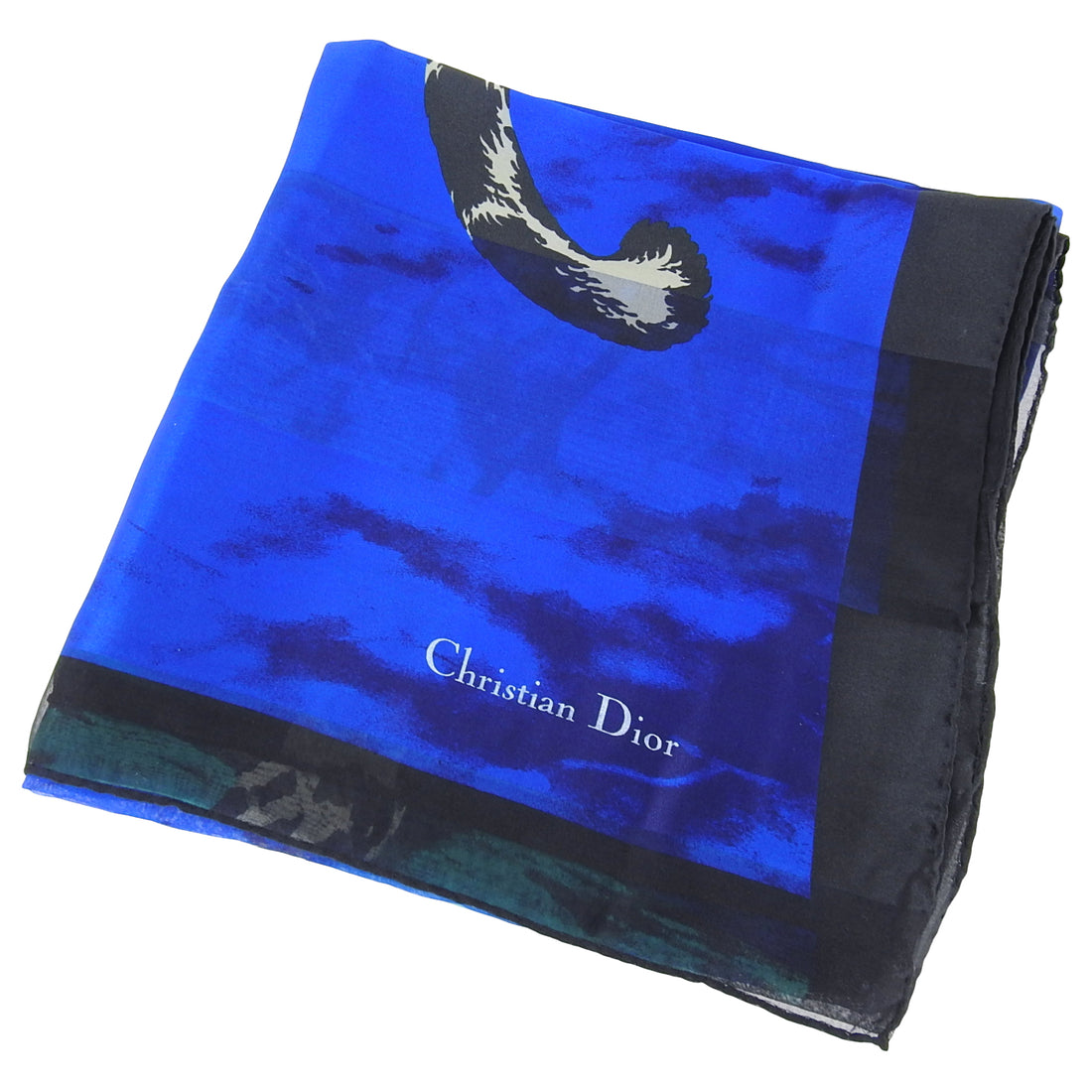 Christian Dior Vintage Large Leopard Shawl Wrap Scarf - Blue