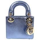 Dior Micro Lady Bag Metallic Light Blue Karung Lizard