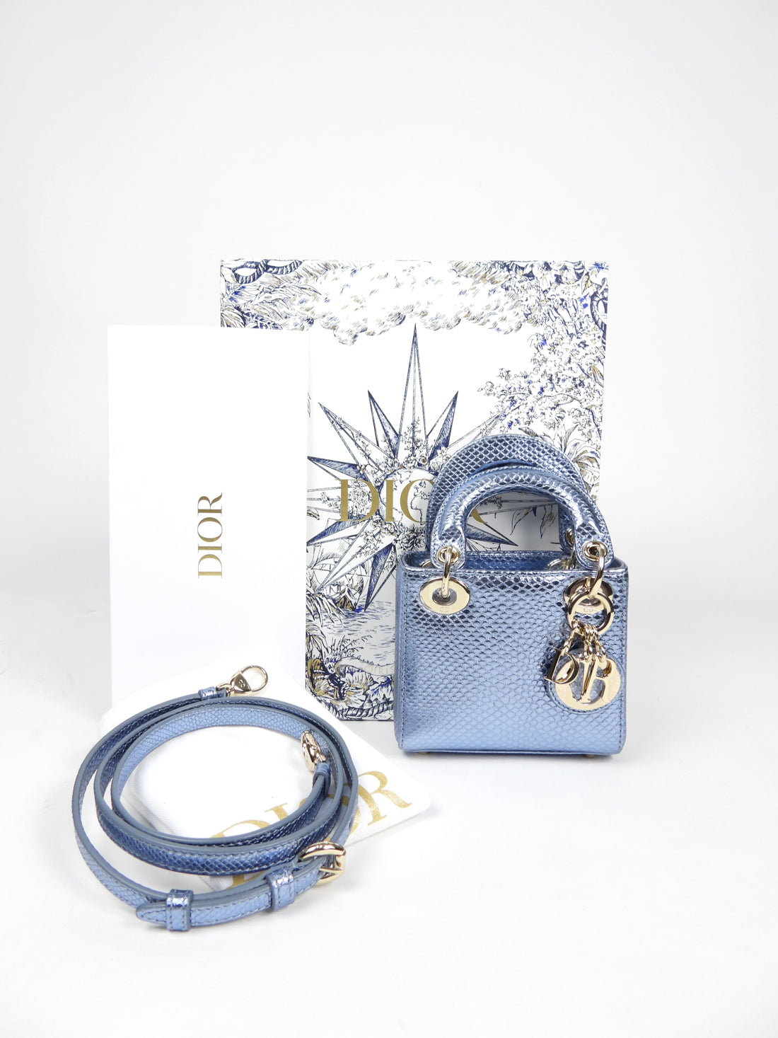 Dior Micro Lady Bag Metallic Light Blue Karung Lizard – I MISS YOU