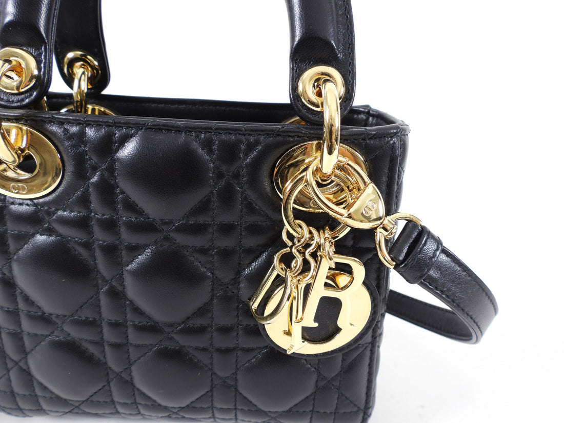 Dior Lady Dior Black Lambskin Mini Cannage Bag