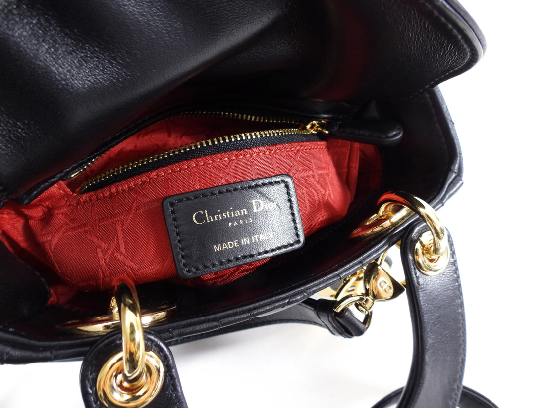 Dior Lady Dior Black Lambskin Mini Cannage Bag