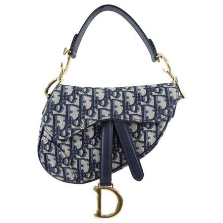 Dior Mini Saddle Bag Oblique Jacquard with Wide Shoulder Strap