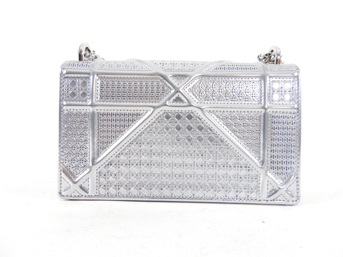 Christian Dior Silver Micro-Cannage Mini Diorama Bag