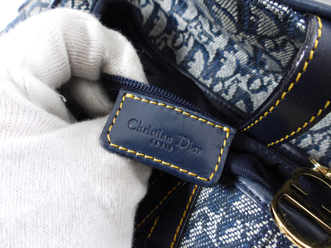 Christian Dior Vintage Oblique Blue GHW Saddle Bag