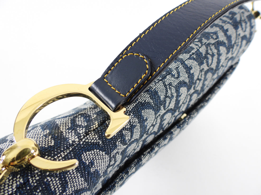 Christian Dior Vintage Oblique Saddle Bag Blue – Coco Approved Studio