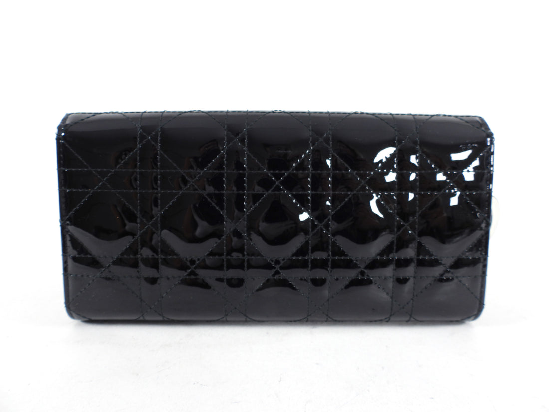 Dior Black Patent Cannage Lady Dior WOC Wallet on Chain