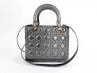 Dior Lady Dior Medium Pewter Metallic Cannage Bag with Strap