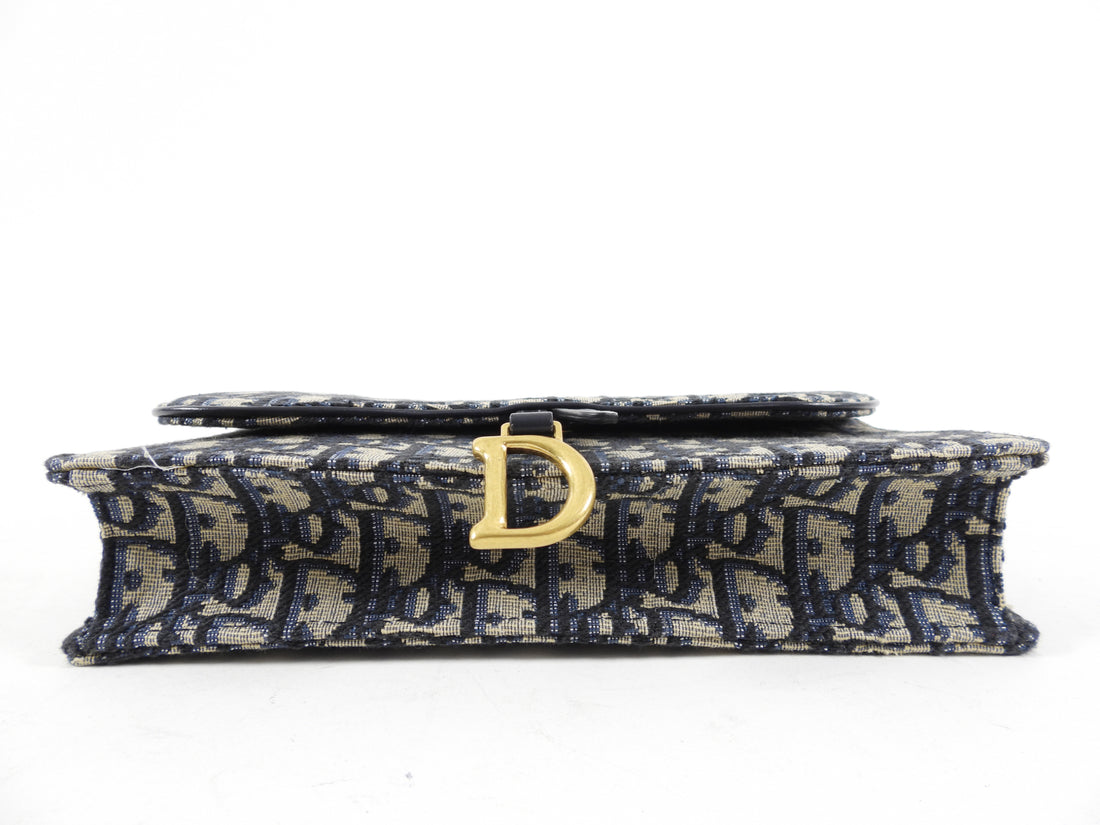 Christian Dior Oblique Saddle Pouch w/ Chain - Blue Crossbody Bags,  Handbags - CHR356257