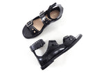 Dior Black Perforated Leather Teddy D Buckle Flat Sandals - 39 / USA 8.5