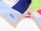 Christian Dior Silk Color Block Drawing Silk Scarf 