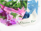 Christian Dior Vintage Silk Floral Scarf - white, pink, blue