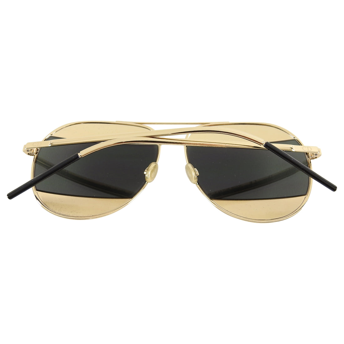 Christian Dior Split Silver and Gold Mirror Aviator Sunglasses 