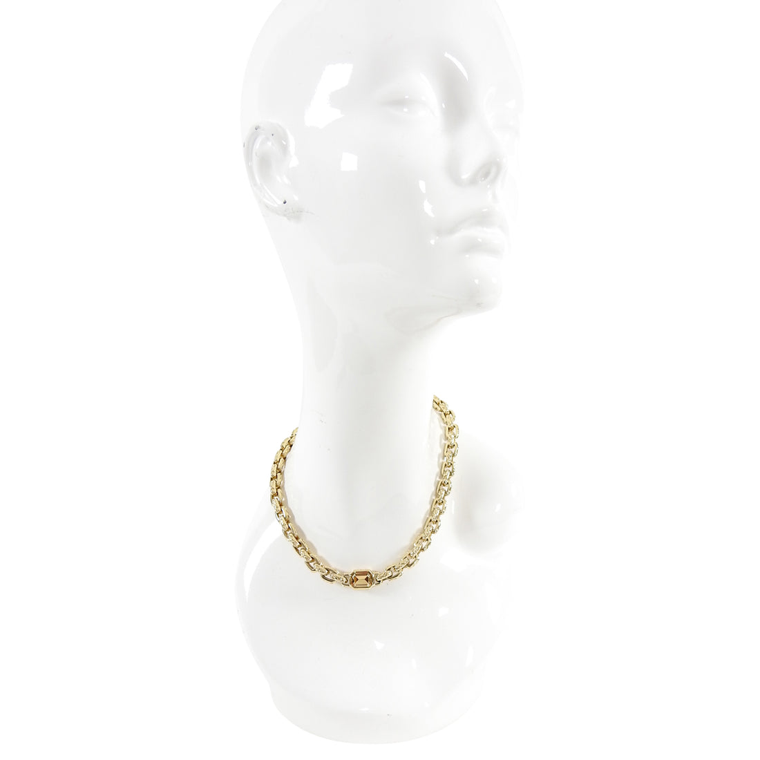 Christian Dior Vintage 1980’s Gold Chain Link Topaz Necklace 
