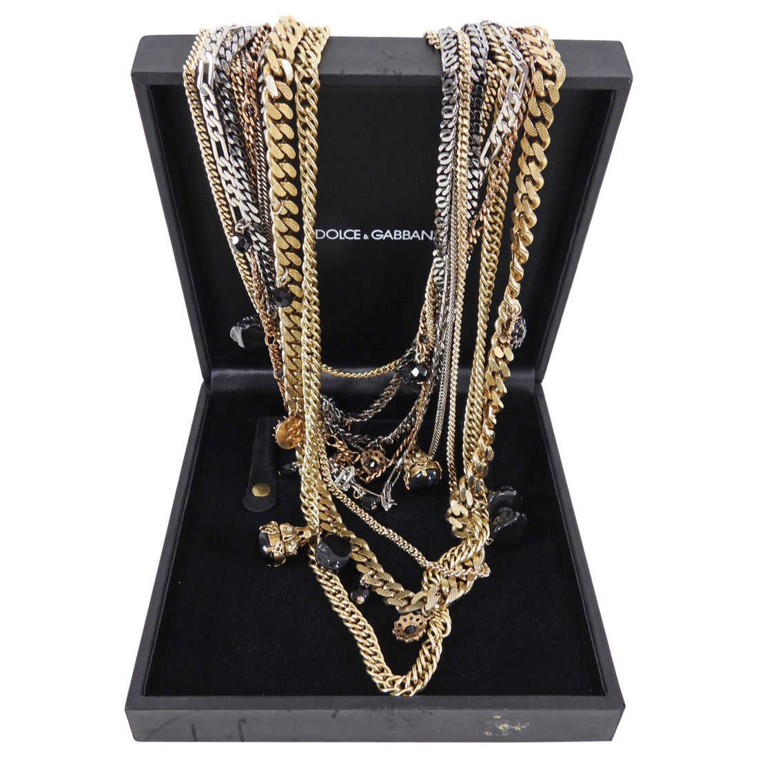 Dolce & Gabbana Multi Chain Charm Statement Necklace