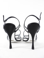 Dolce & Gabbana Black Satin and Crystal Strappy Sandals - 37 / 7