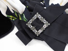 Dolce & Gabbana Black White Floral Midi Dress with Velvet Collar - IT38 / USA 2