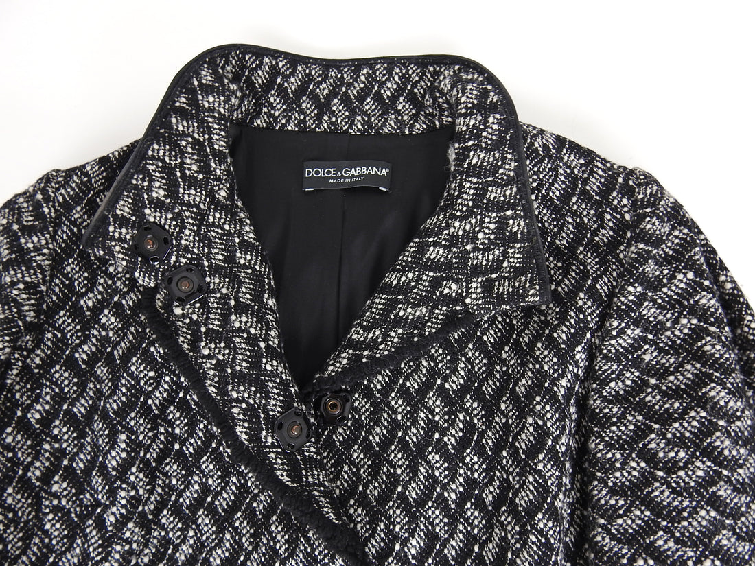 Dolce & Gabbana Black and White Fur Trim Coat – 40 / USA 8 / M
