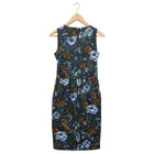 Dolce Gabbana Blue Brown Floral dress with Sheer Silk Shawl Scarf - IT40 / USA 4