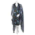 Dolce Gabbana Blue Brown Floral dress with Sheer Silk Shawl Scarf - IT40 / USA 4
